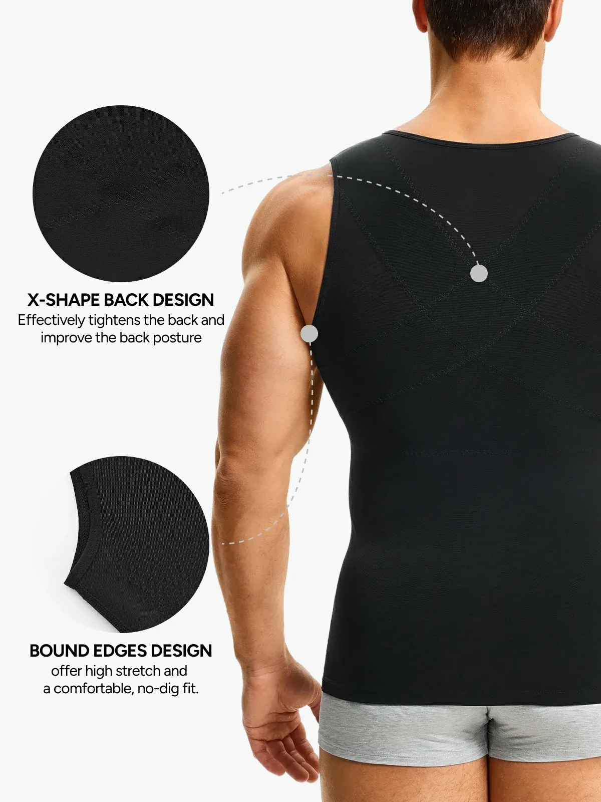 Men's Sleeveless Compression Shirt Tummy Control Mesh Tank Top Body Shaper Vest