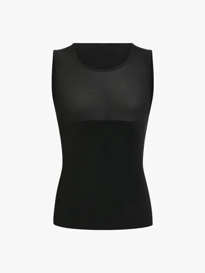 Men's Sleeveless Compression Shirt Tummy Control Mesh Tank Top Body Shaper Vest