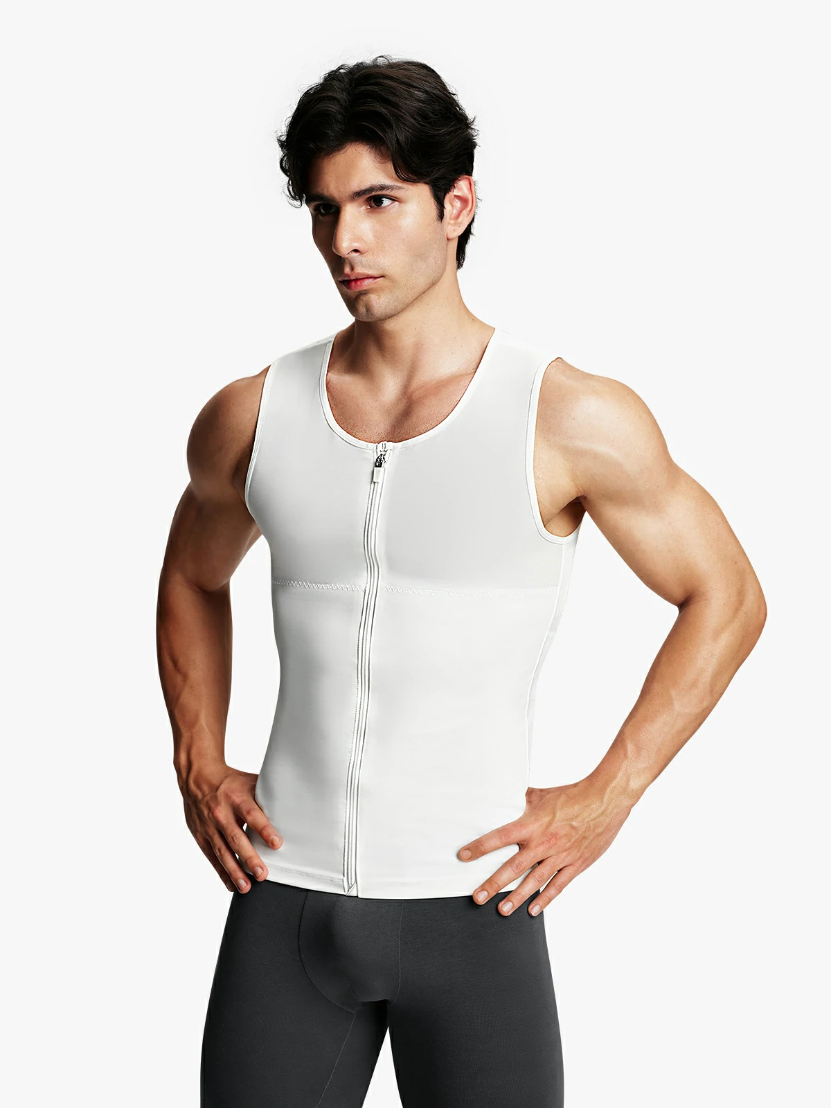 Mesh Zipper Compression Tank Top
