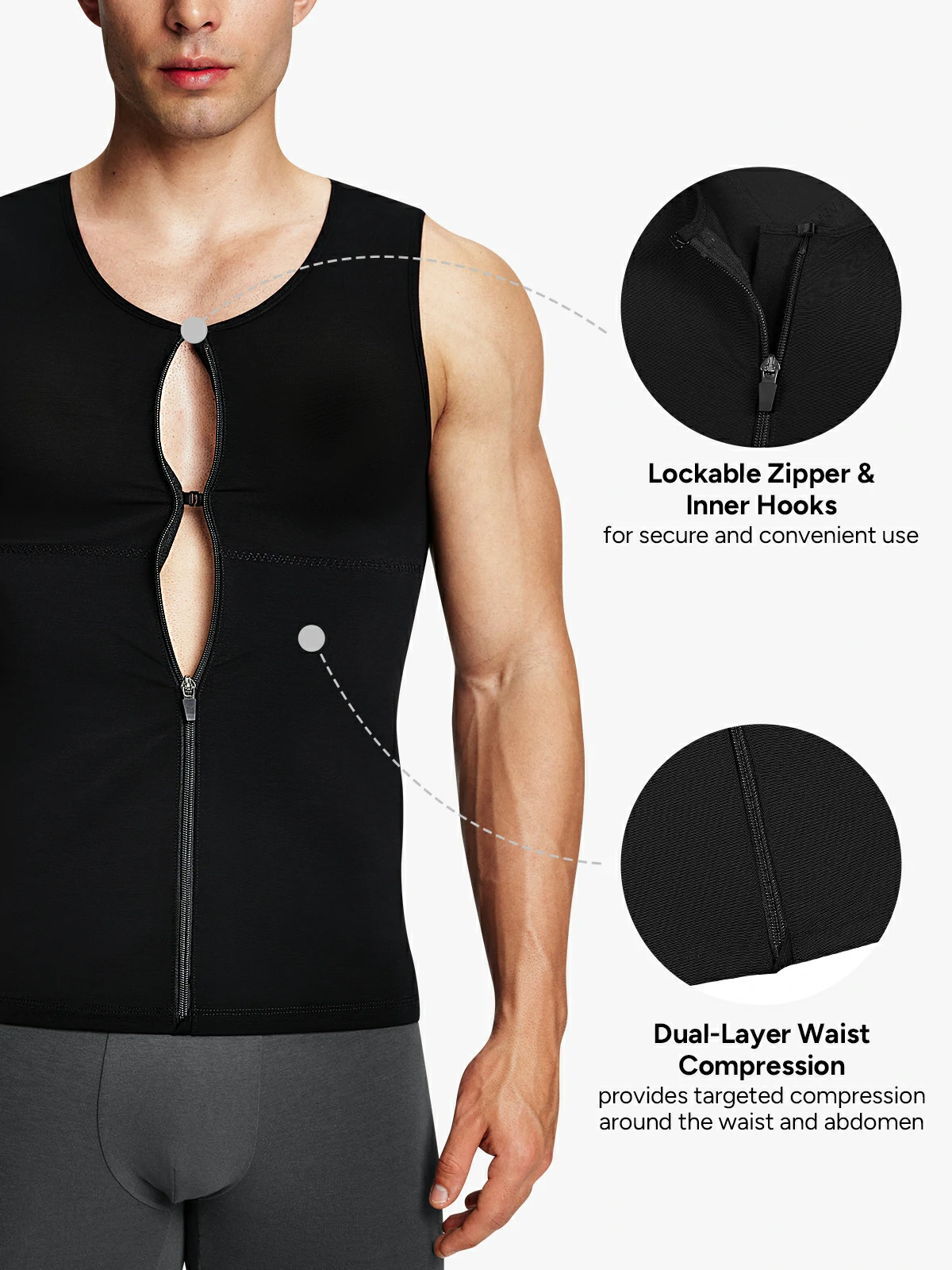 Mesh Zipper Compression Tank Top