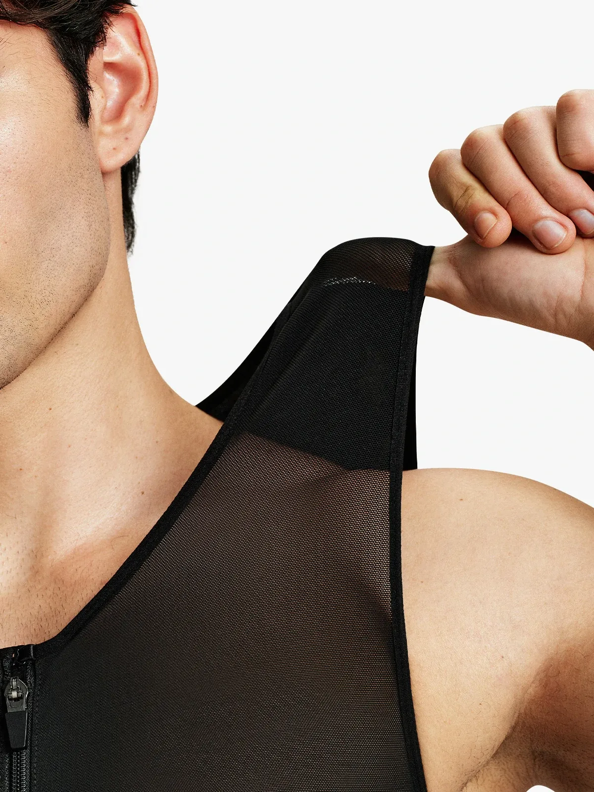 Mesh Zipper Compression Tank Top