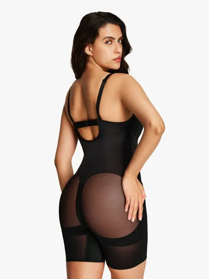 Deep Plunge Tummy Control Mid Thigh Bodysuit