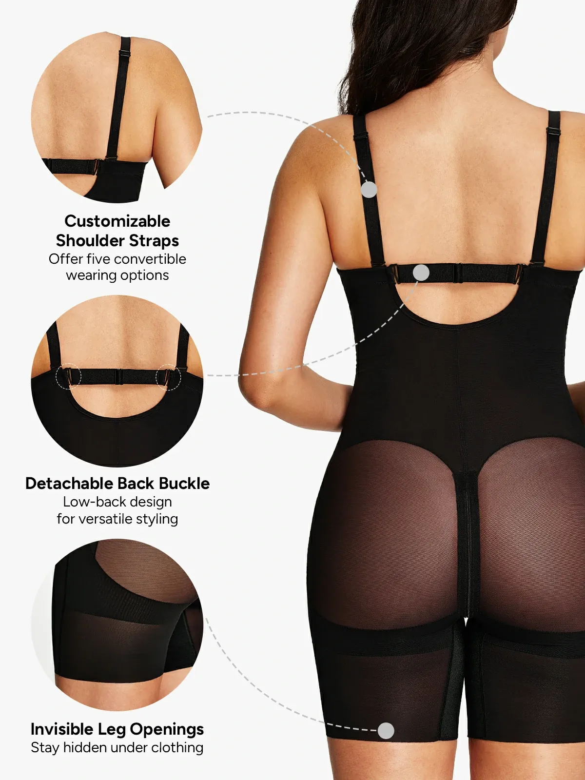 Deep Plunge Tummy Control Mid Thigh Bodysuit