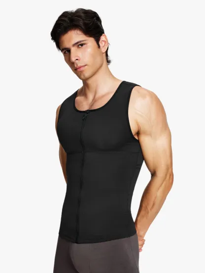 Zipper Frim Compression Vest Slimming Workout Tank Top Body Shaping For Men