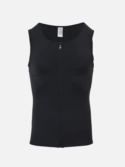 Zipper Frim Compression Vest Slimming Workout Tank Top Body Shaping For Men