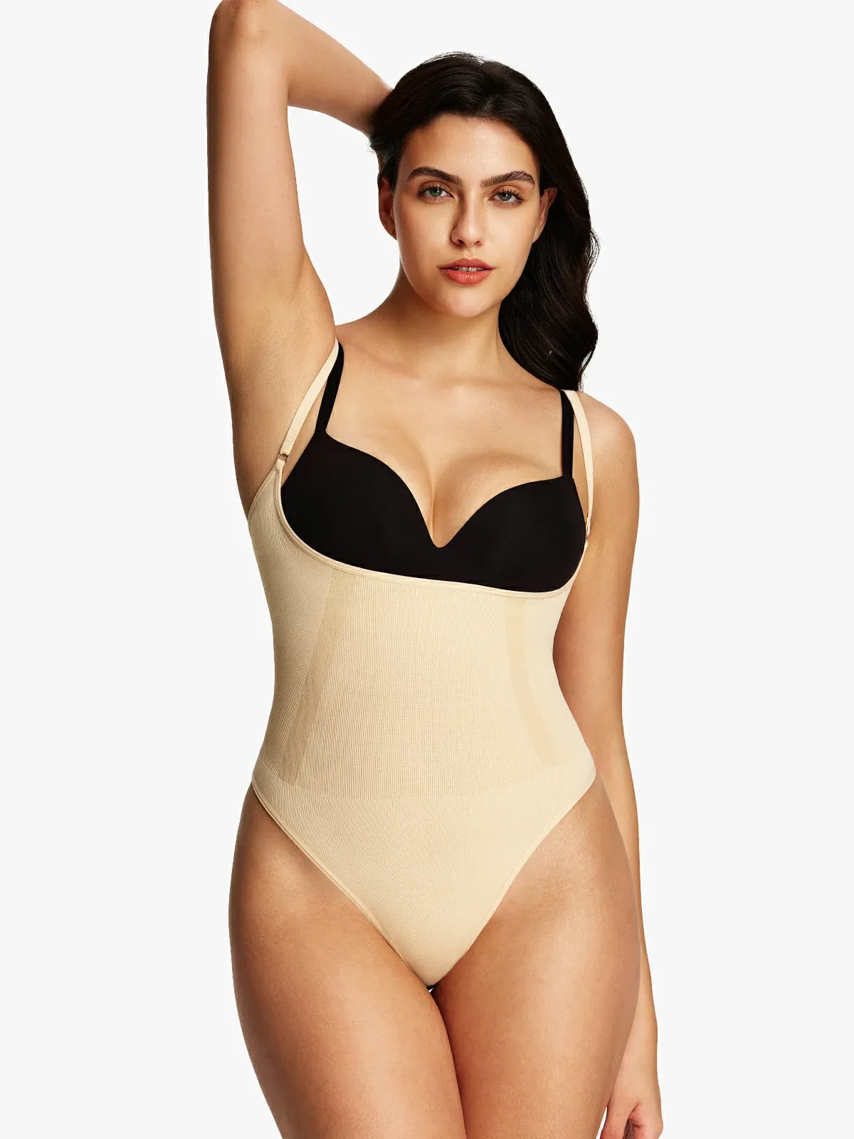 Open Bust Tummy Control Thong Bodysuit