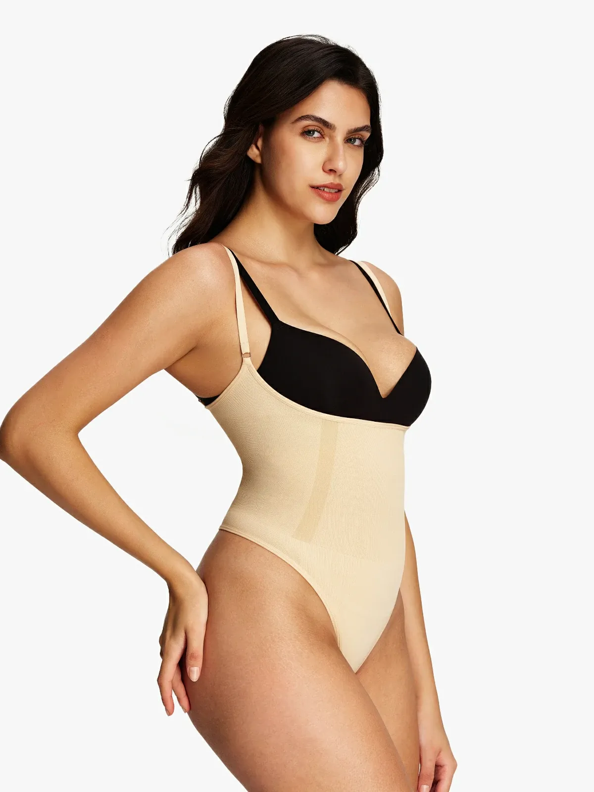 Open Bust Tummy Control Thong Bodysuit