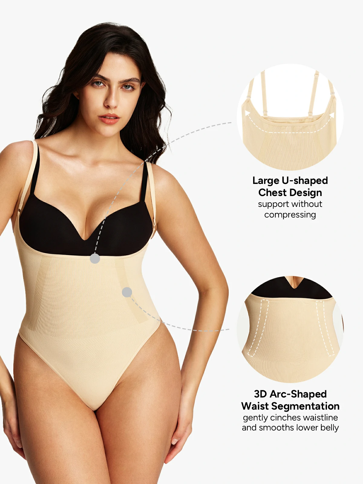 Open Bust Tummy Control Thong Bodysuit