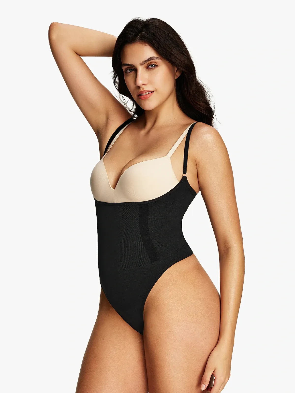 Open Bust Tummy Control Thong Bodysuit