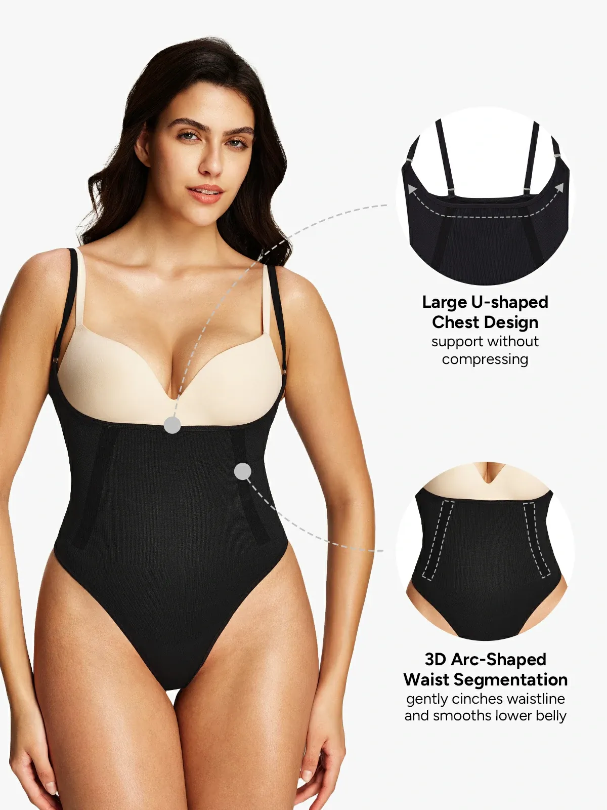 Open Bust Tummy Control Thong Bodysuit