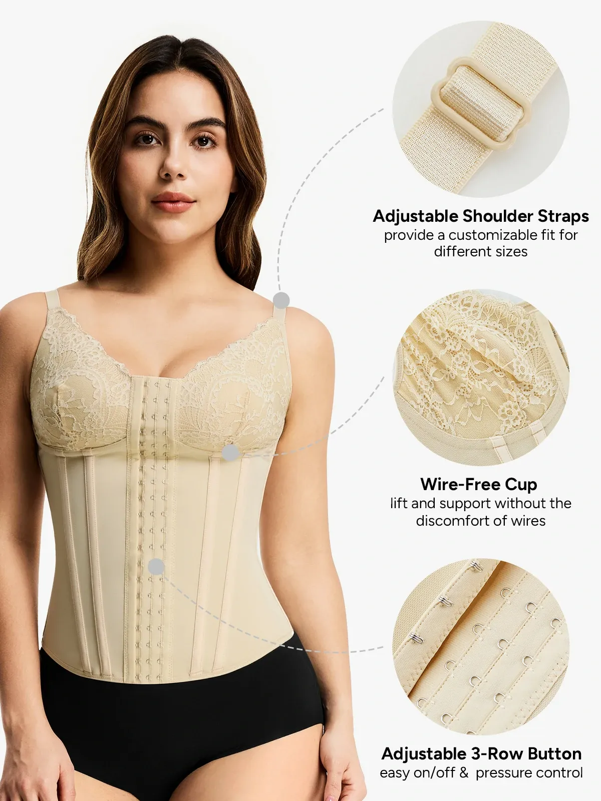 Lace Plunge Tummy Control Camisole