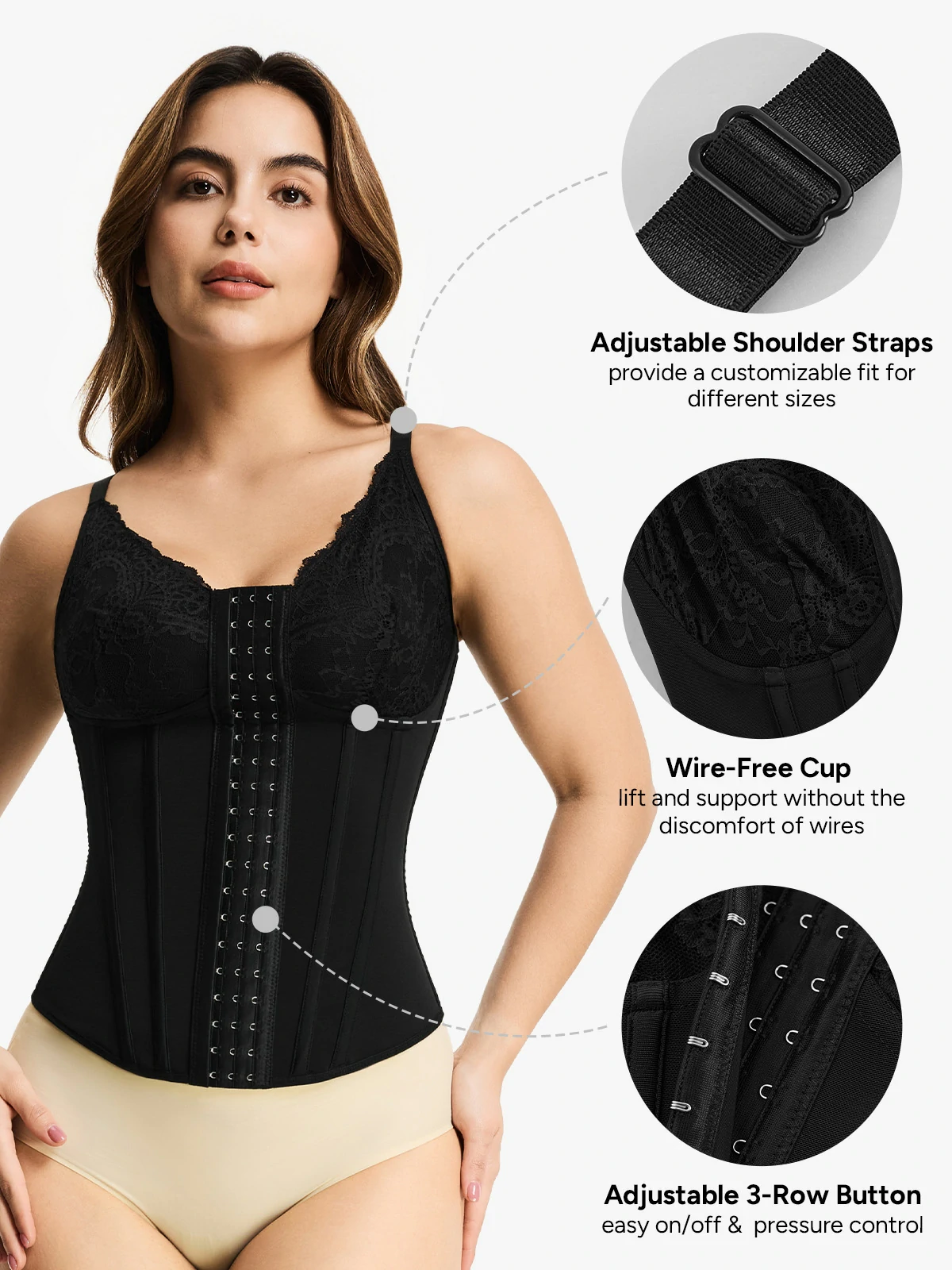 Lace Plunge Tummy Control Camisole