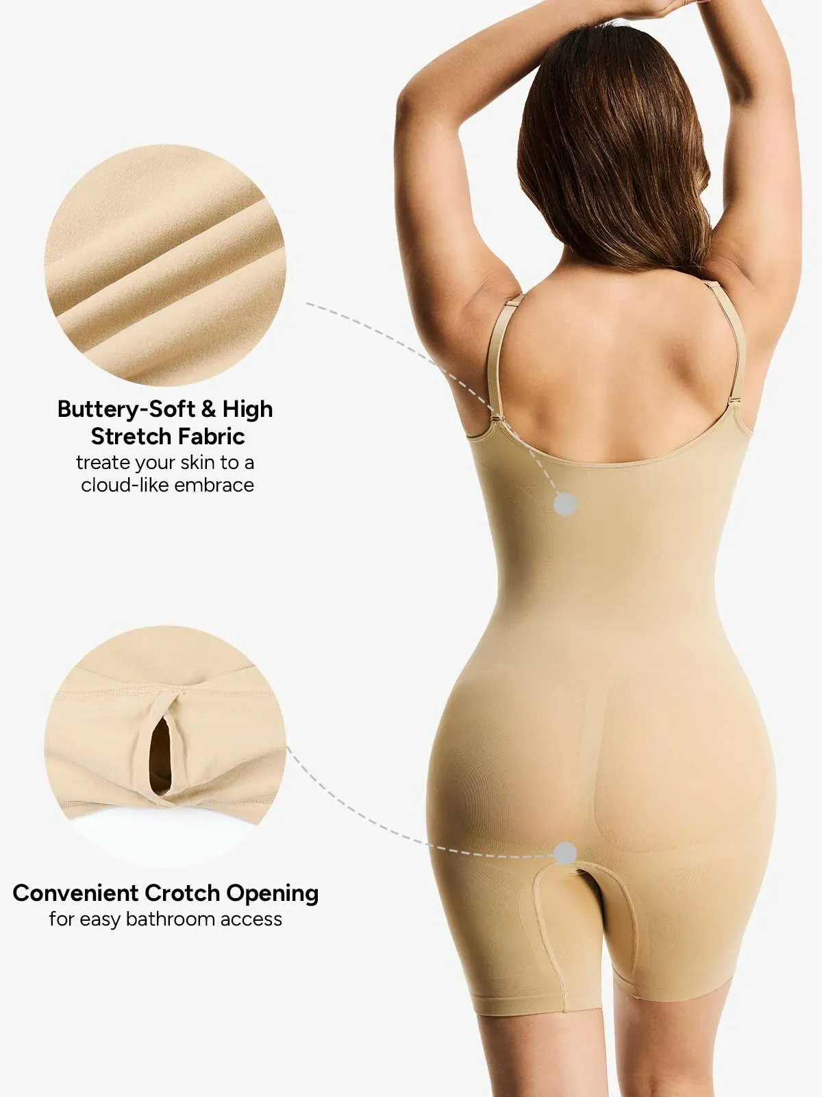 Seamless Zip up Tummy Control Mid-Thigh Bodysuit