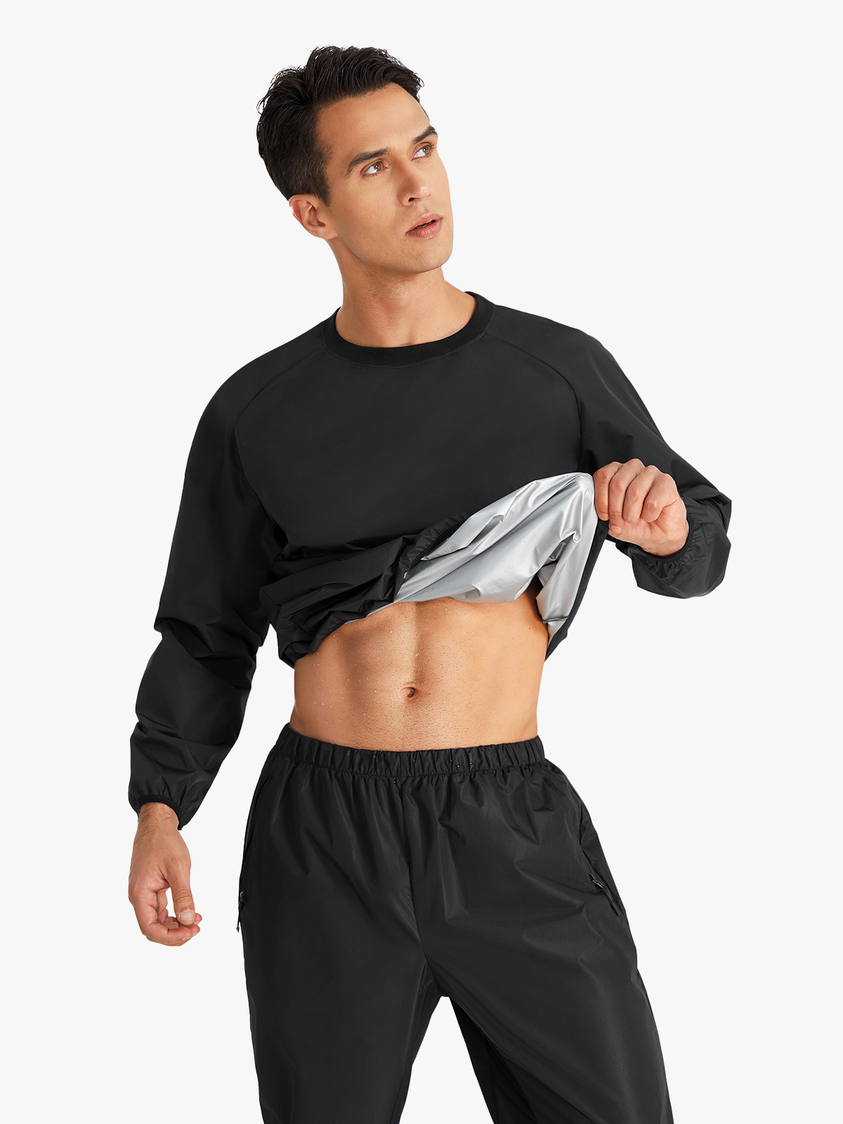 Crew Neck Workout Sweat Long Sleeve Sauna Shirt