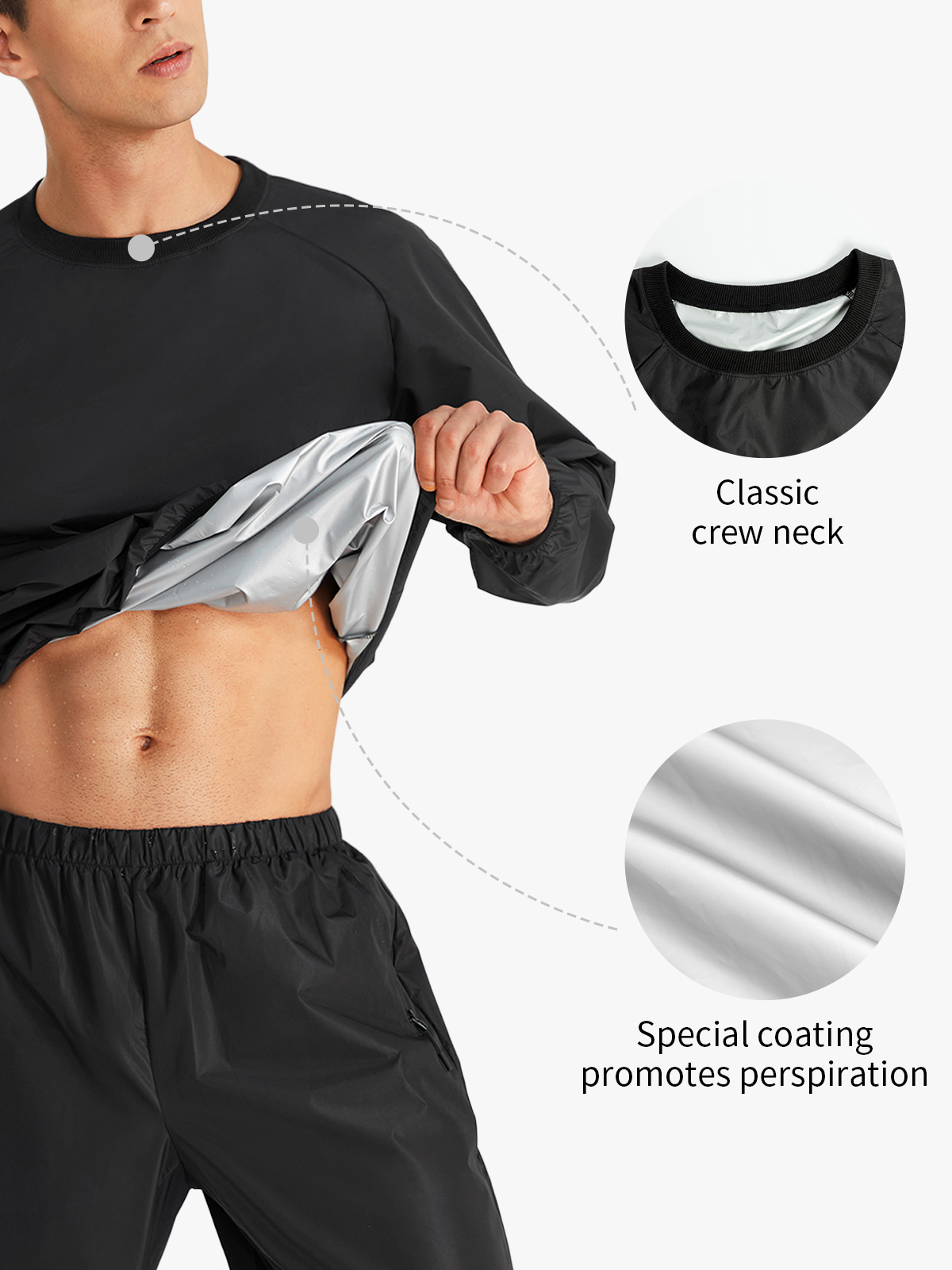 Crew Neck Workout Sweat Long Sleeve Sauna Shirt
