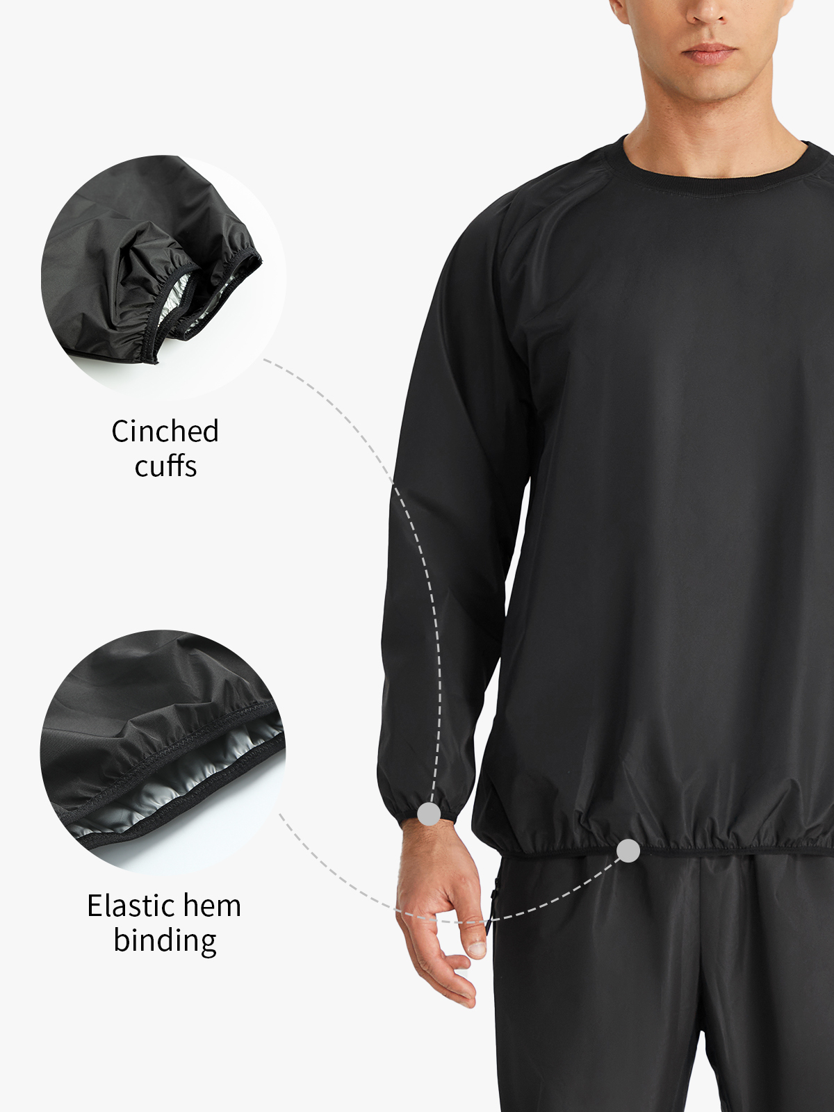 Crew Neck Workout Sweat Long Sleeve Sauna Shirt
