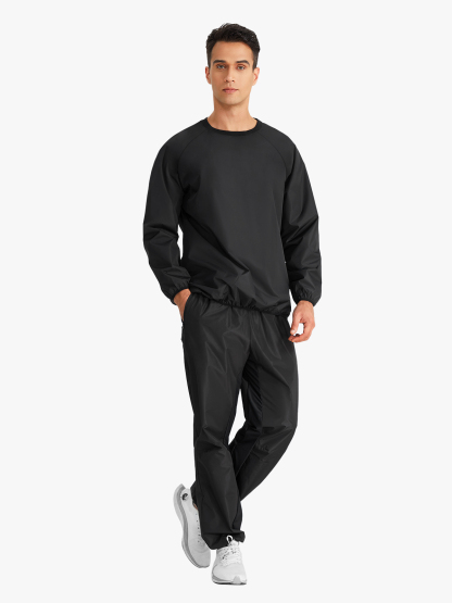 Crew Neck Workout Sweat Long Sleeve Sauna Shirt