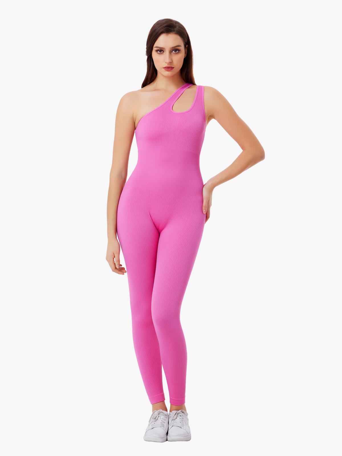 Seamless One Shoulder Hallow Out Bodysuits-Nebility