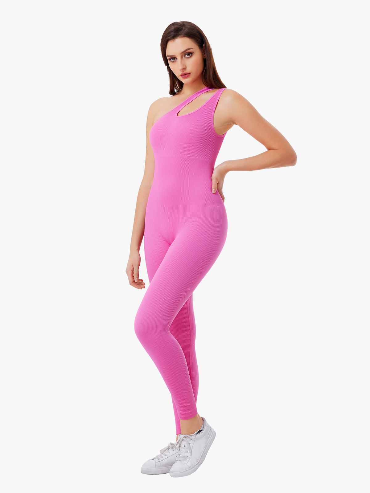 Seamless One Shoulder Hallow Out Bodysuits-Nebility