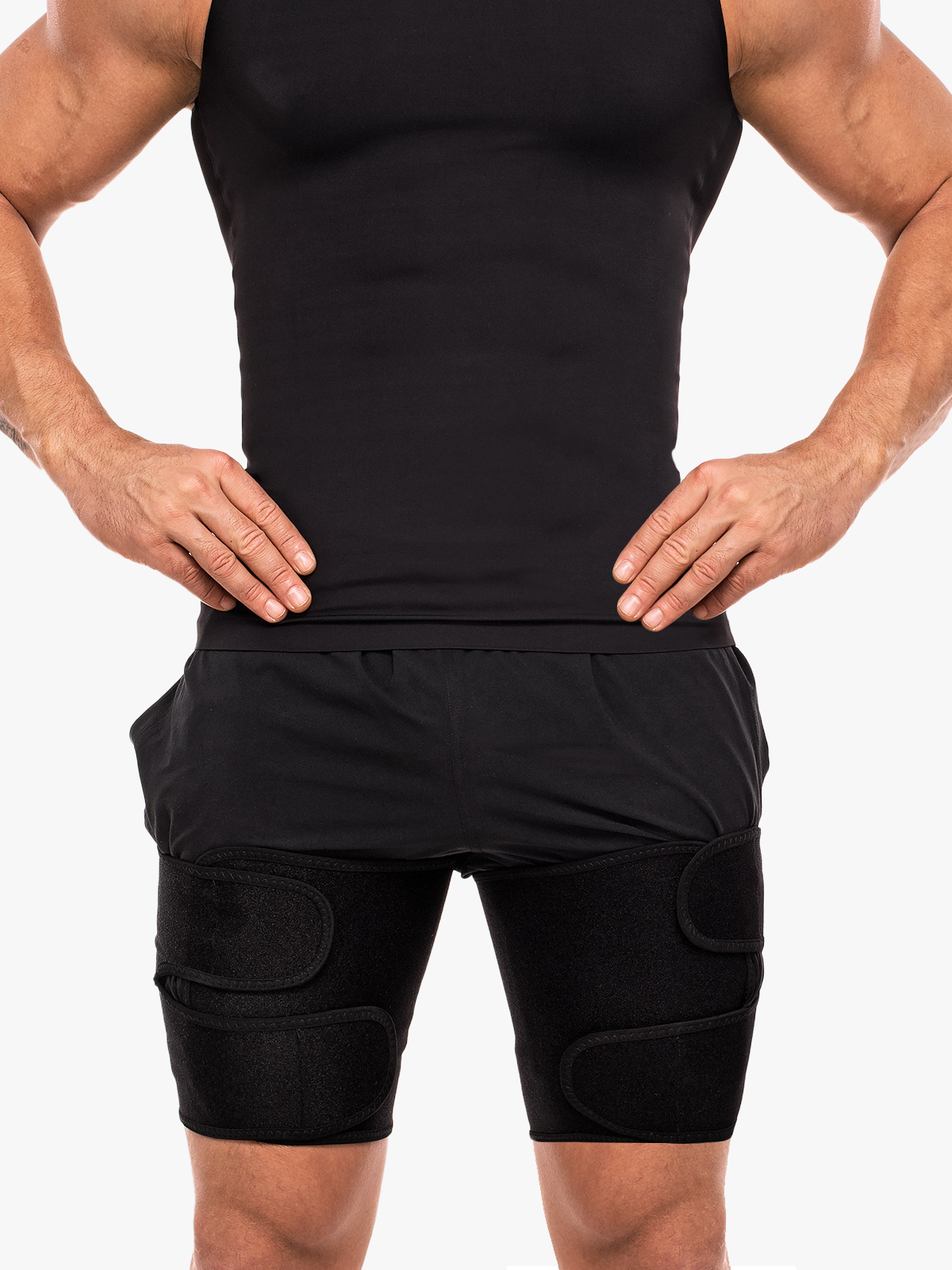Velcro Adjustable Sports Upper Leg Support Thigh Wraps for Men