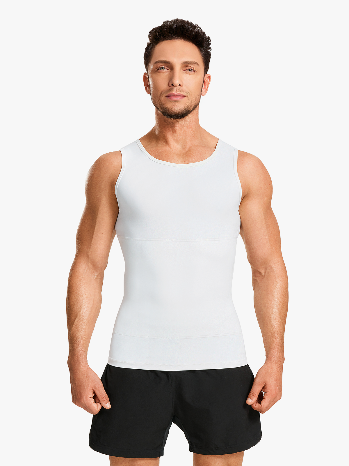 Tummy Control Round Neck Compression Shapewear Tank Top-Nebility