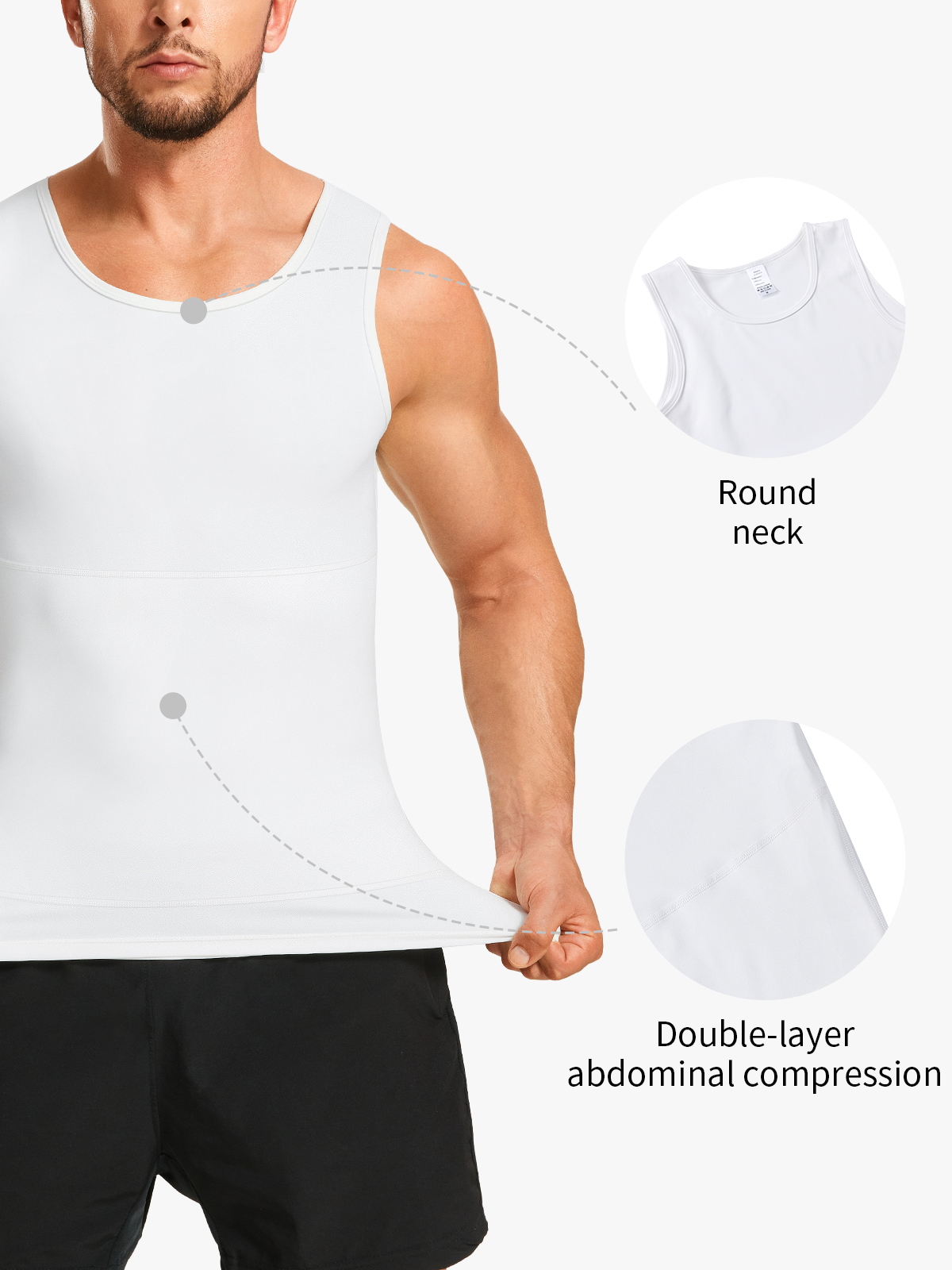 Tummy Control Round Neck Compression Shapewear Tank Top-Nebility