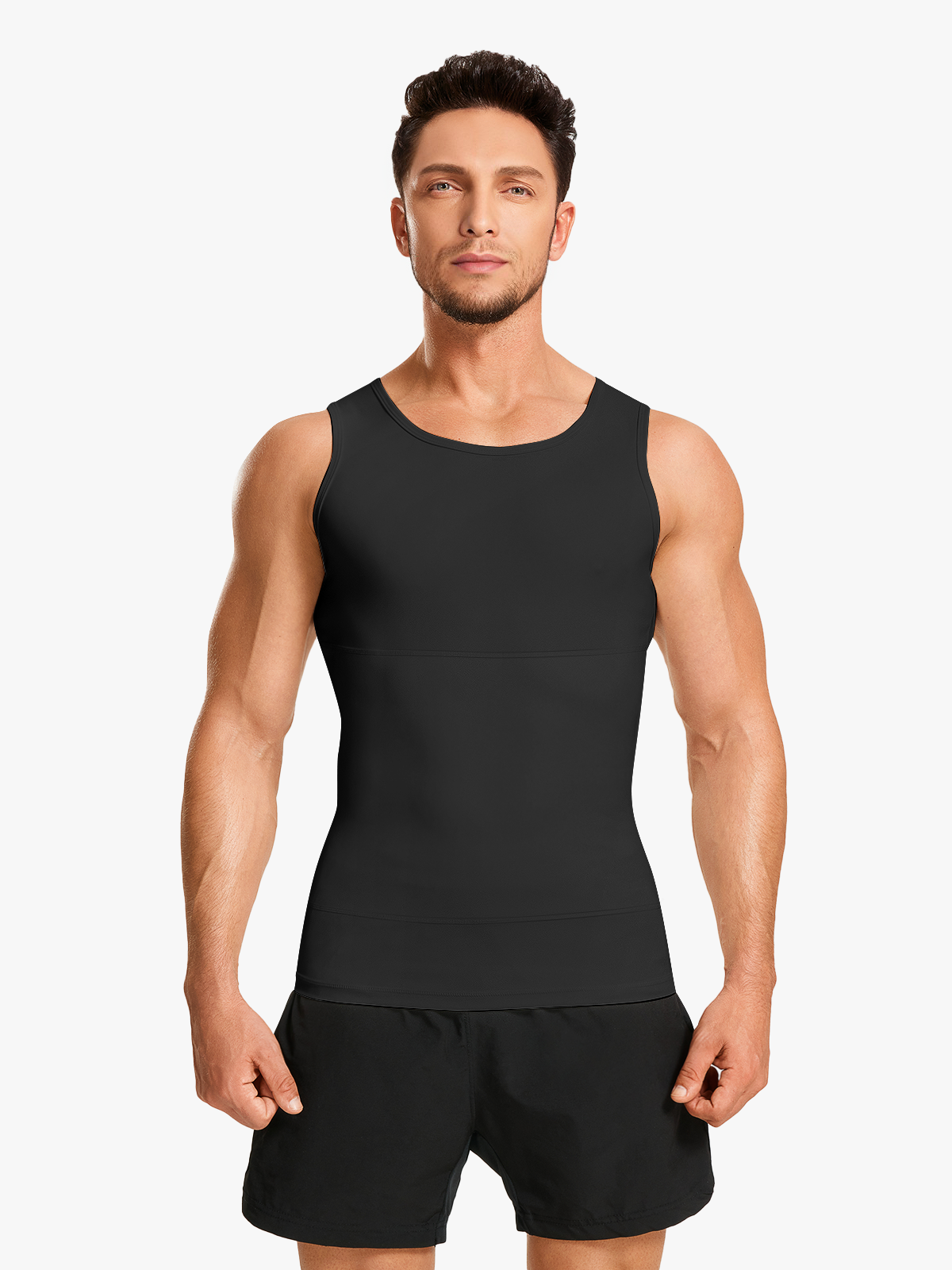 Tummy Control Round Neck Compression Shapewear Tank Top-Nebility
