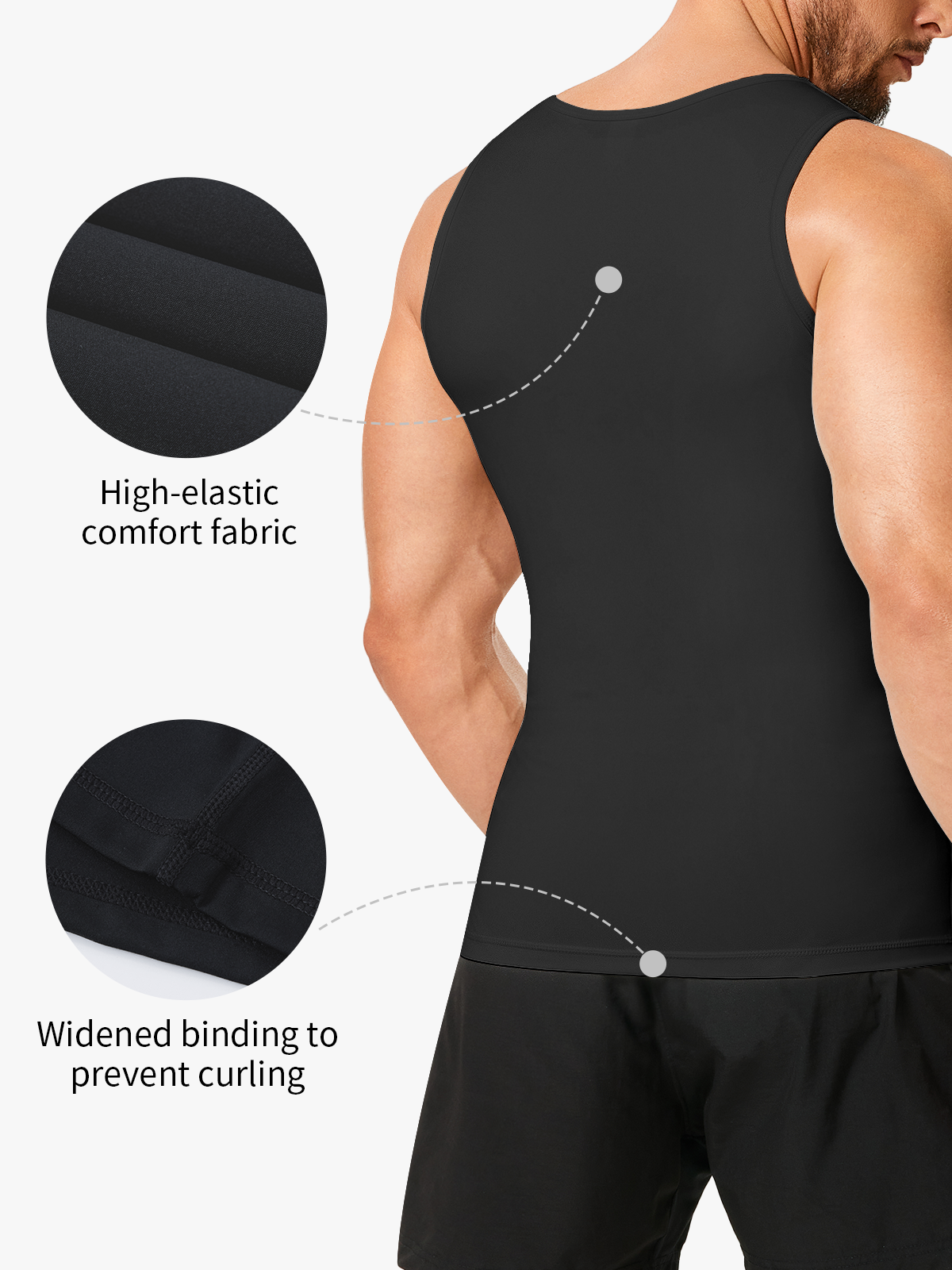 Tummy Control Round Neck Compression Shapewear Tank Top-Nebility