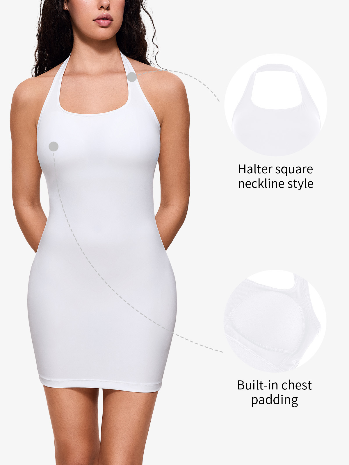 Halter Neck Padded Comfort Control Dress for Everyday Chic-Nebility