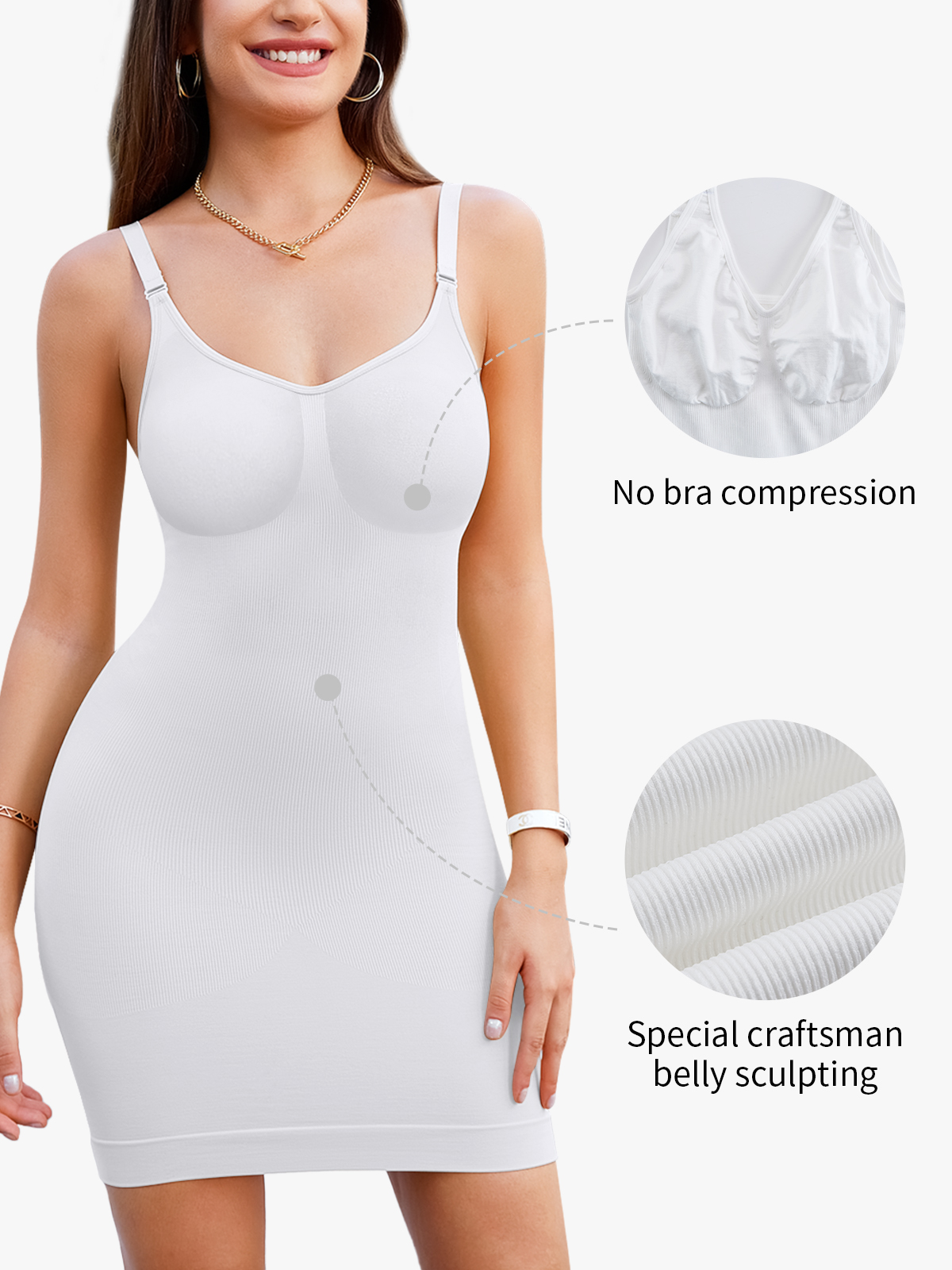 V-Neckline Waist Sculpting Cami Mini Dress