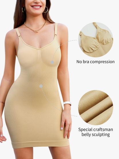 V-Neckline Waist Sculpting Cami Mini Dress