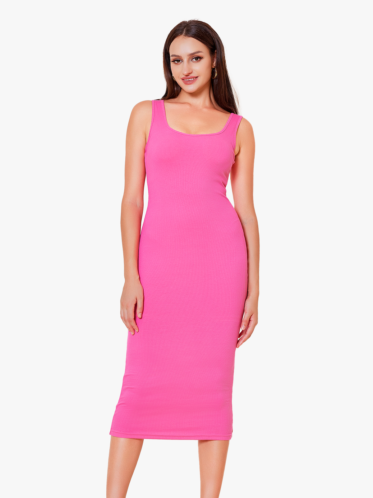 Seamless Sleeveless Full Slip Dress with Removable Cups-Nebility