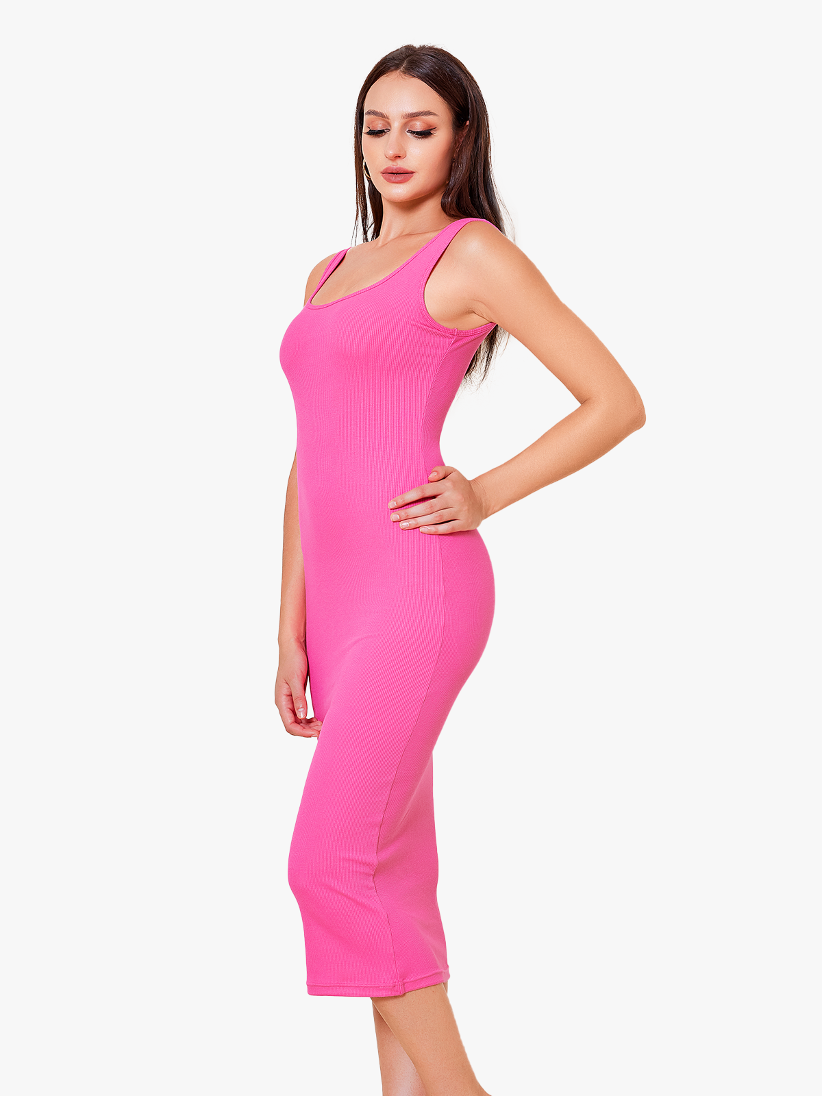 Seamless Sleeveless Full Slip Dress with Removable Cups-Nebility