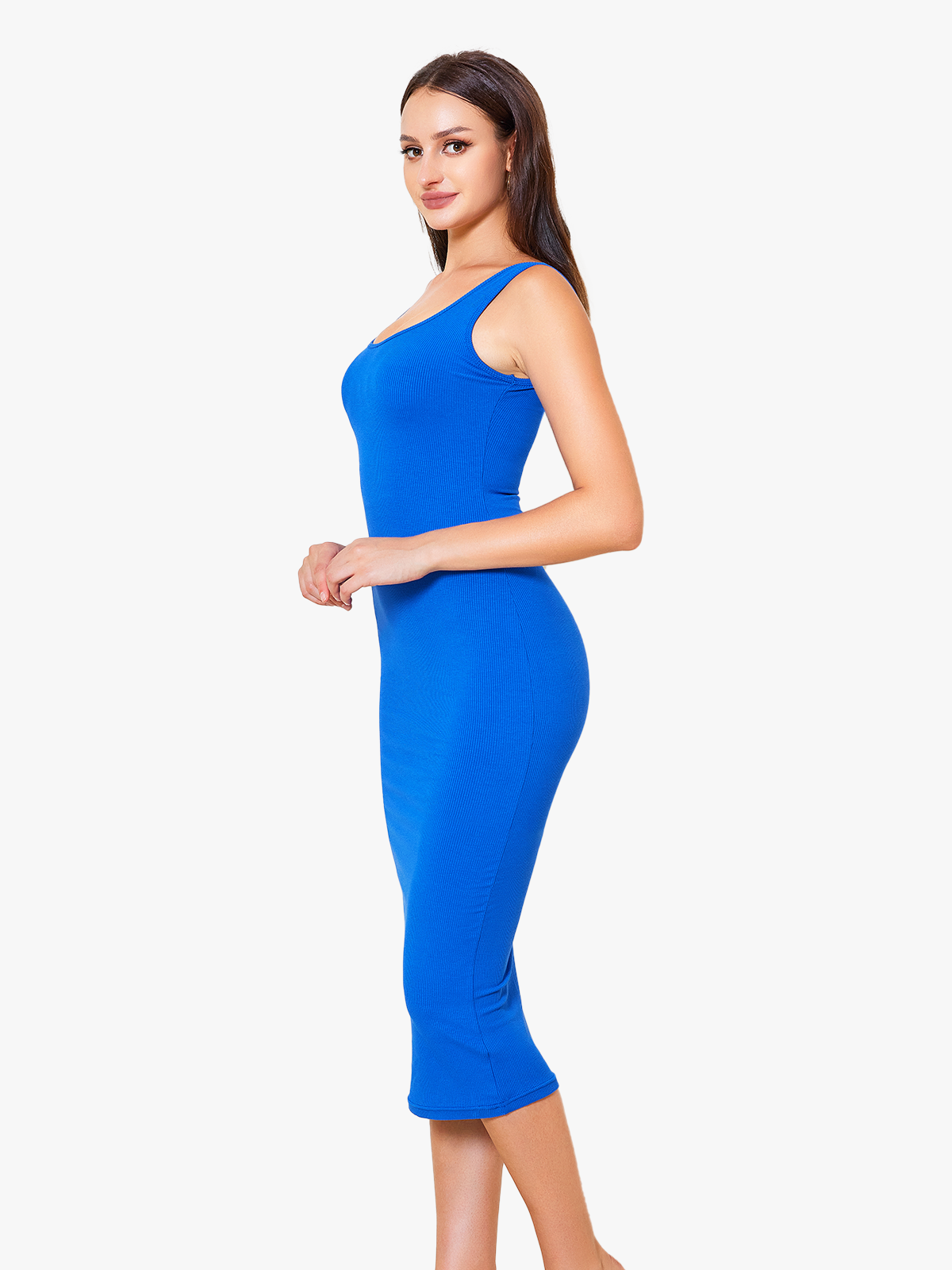 Seamless Sleeveless Full Slip Dress with Removable Cups