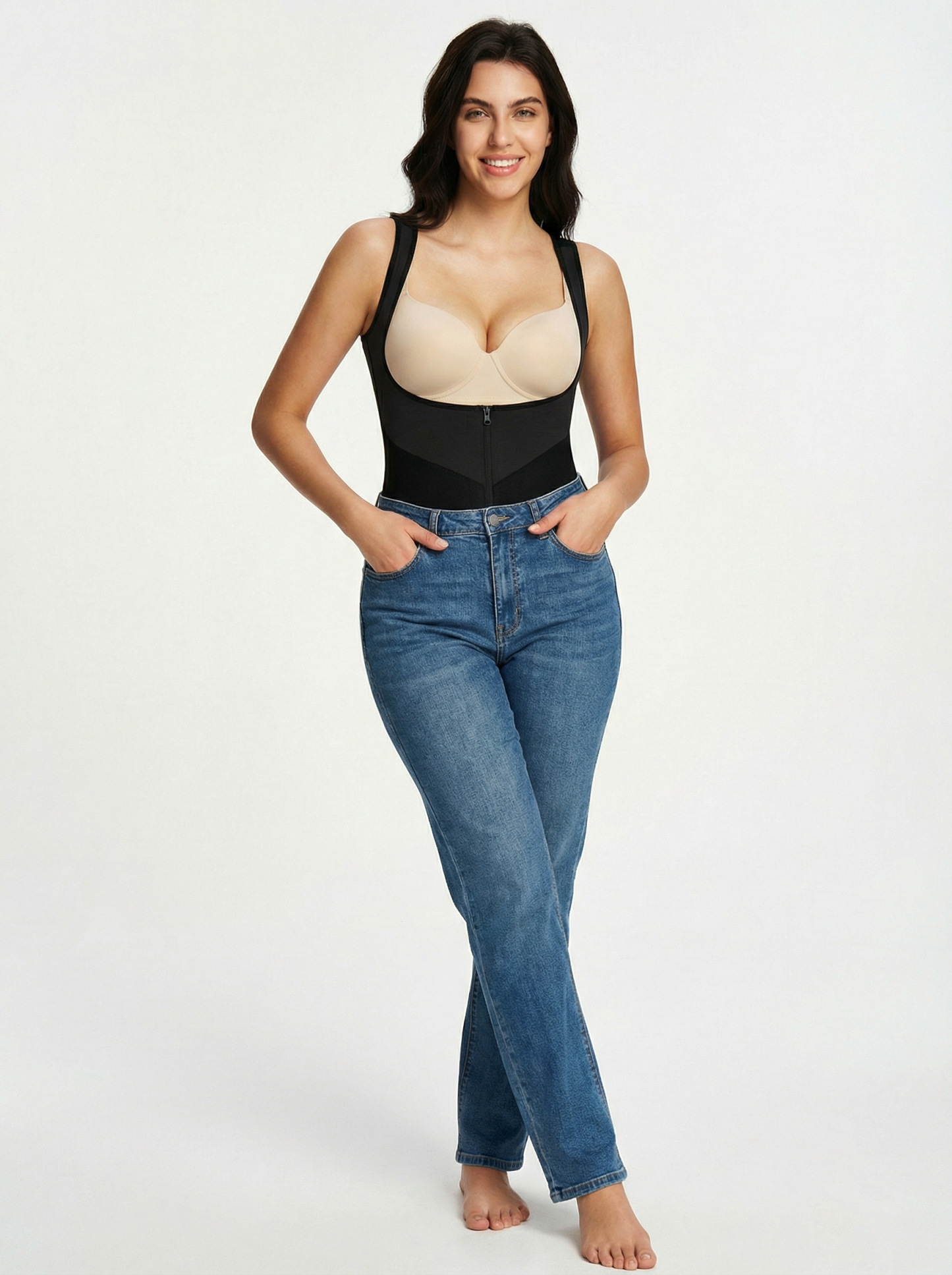 U Shaped Tummy Control Mid-Thigh Bodysuit