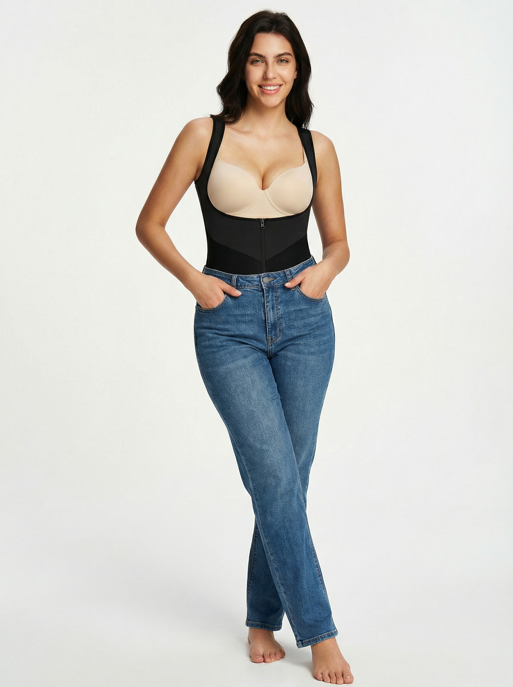 U Shaped Tummy Control Mid-Thigh Bodysuit