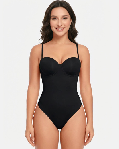 Seamless Back Lace-Up Cami Thong Bodysuit