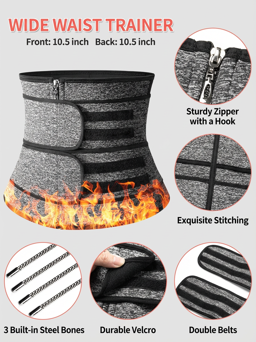 Neoprene Zipper Waist Trainer Belt for Men