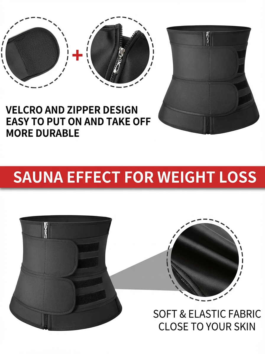 Neoprene Zipper Waist Trainer Belt for Men