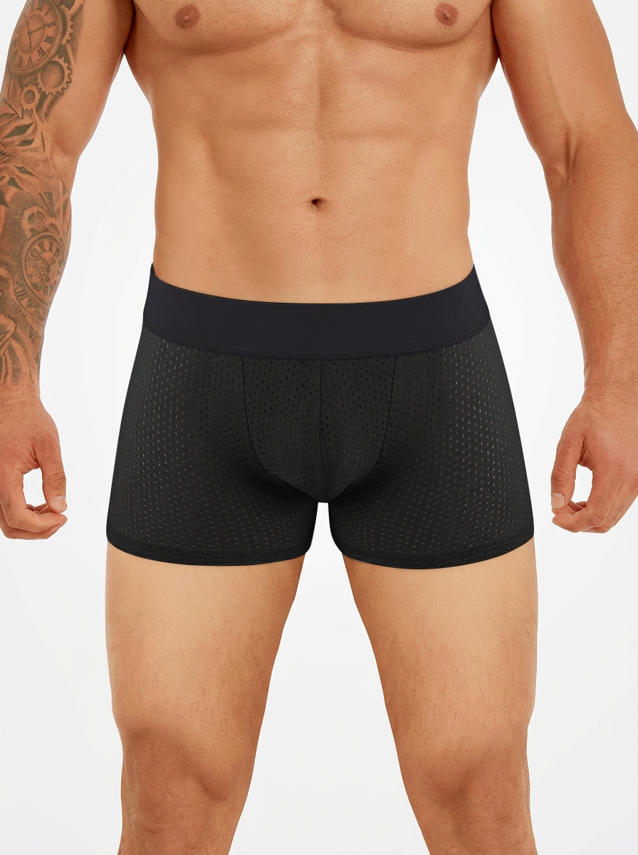 Mid-Waist Mesh Boxers Panties With Removable Butt Pads For Men
