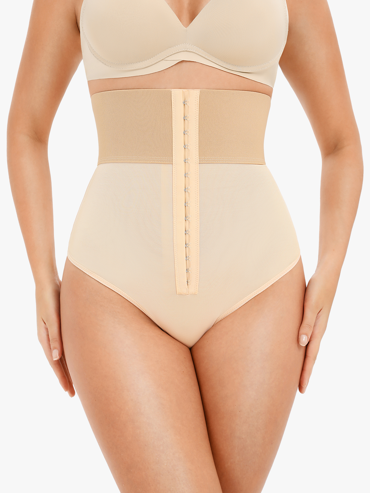 High Waist Tummy Control Front Buckle Thong Control Panty