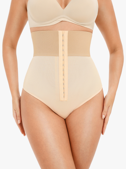 High Waist Tummy Control Front Buckle Thong Control Panty