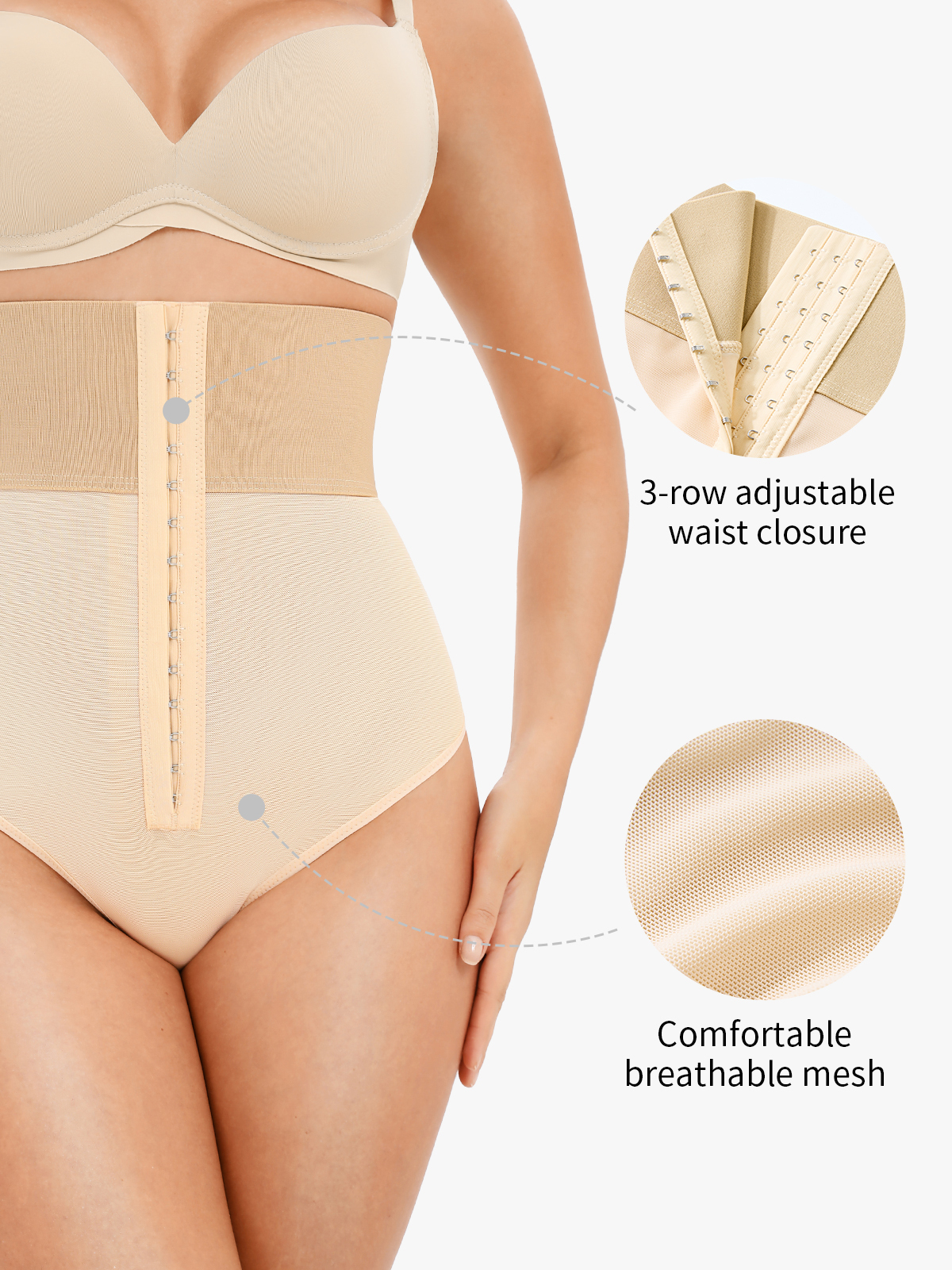 High Waist Tummy Control Front Buckle Thong Control Panty