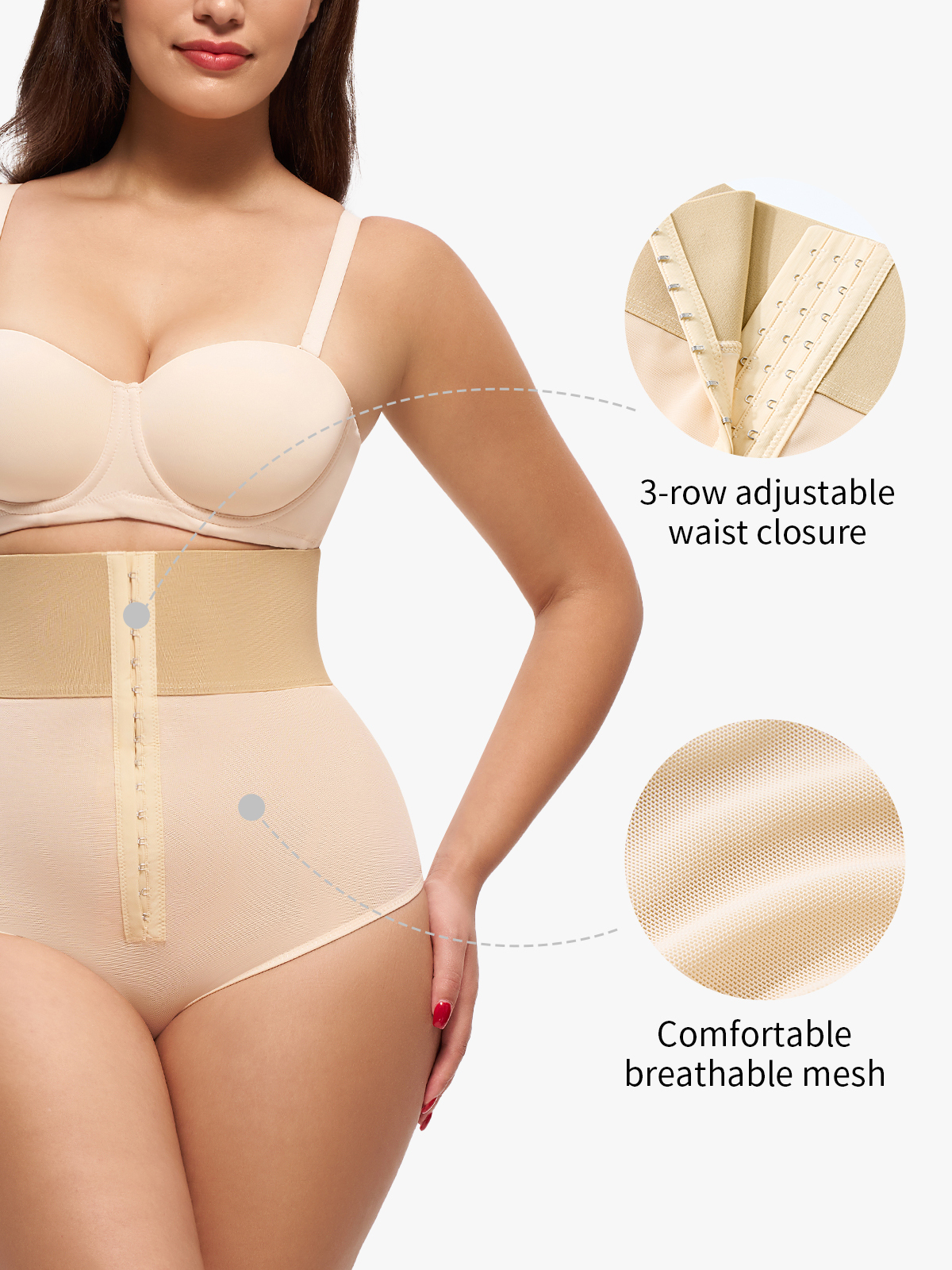 High Waist Tummy Control Front Buckle Thong Control Panty