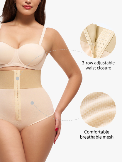 High Waist Tummy Control Front Buckle Thong Control Panty