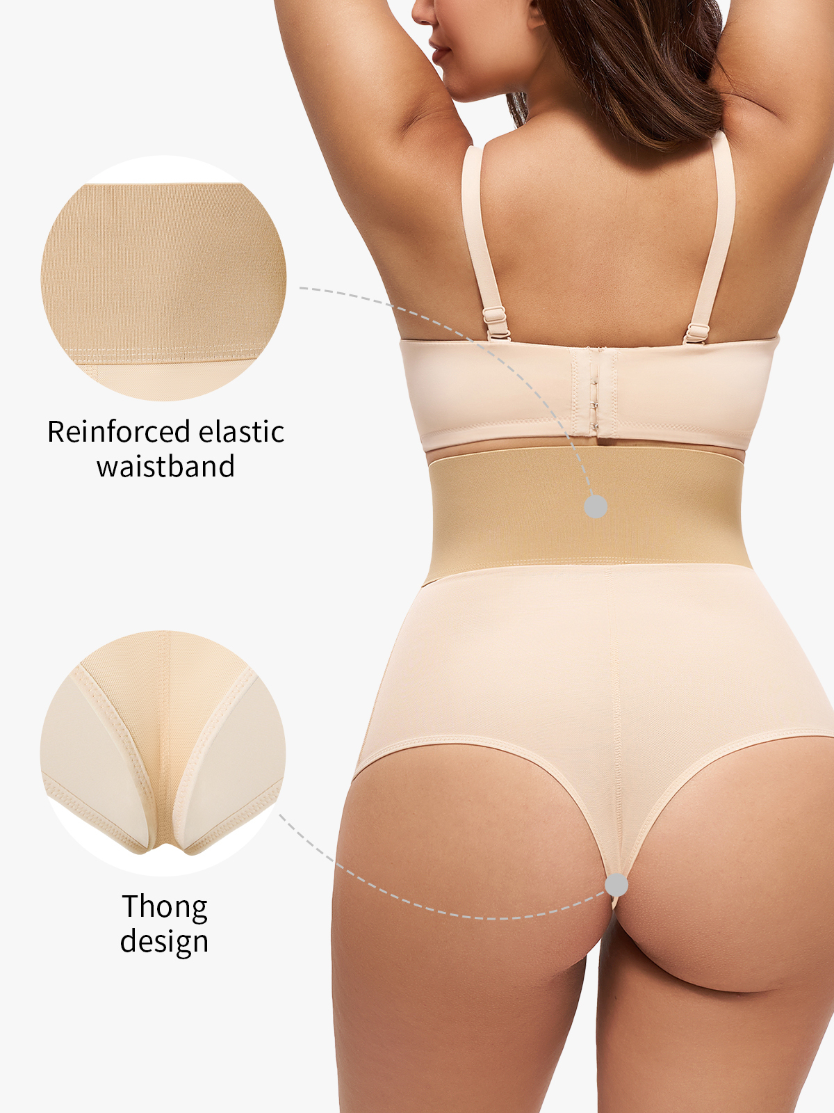 High Waist Tummy Control Front Buckle Thong Control Panty