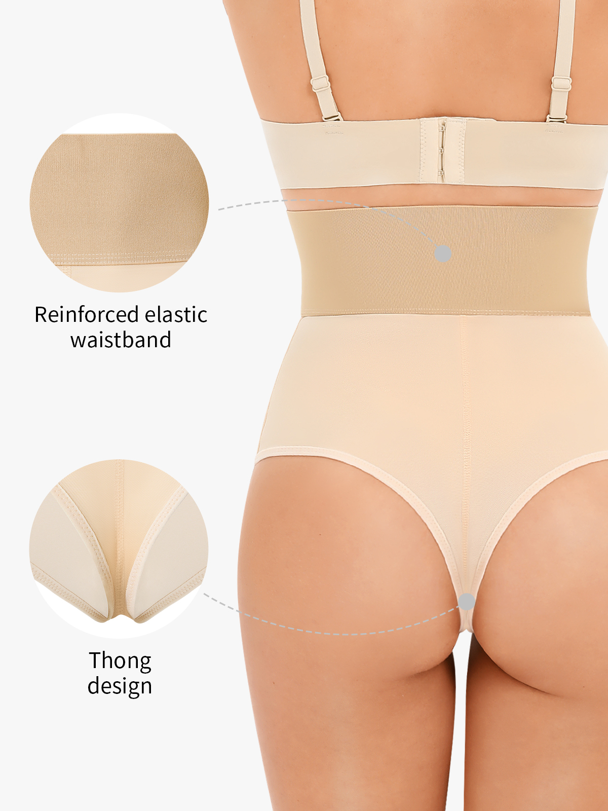 High Waist Tummy Control Front Buckle Thong Control Panty