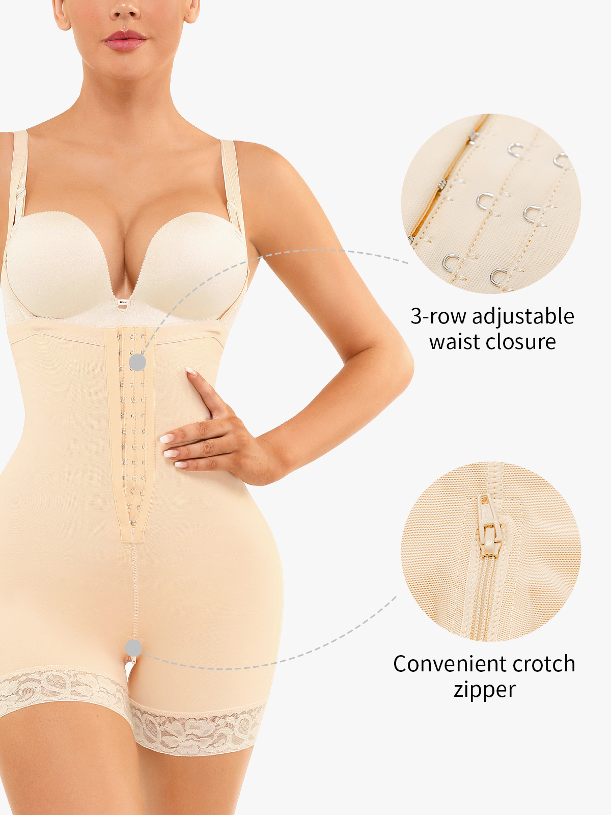 Tummy Control Butt Lifting Crotch Opening Mid Thigh Bodysuit
