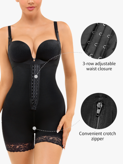 Tummy Control Butt Lifting Crotch Opening Mid Thigh Bodysuit