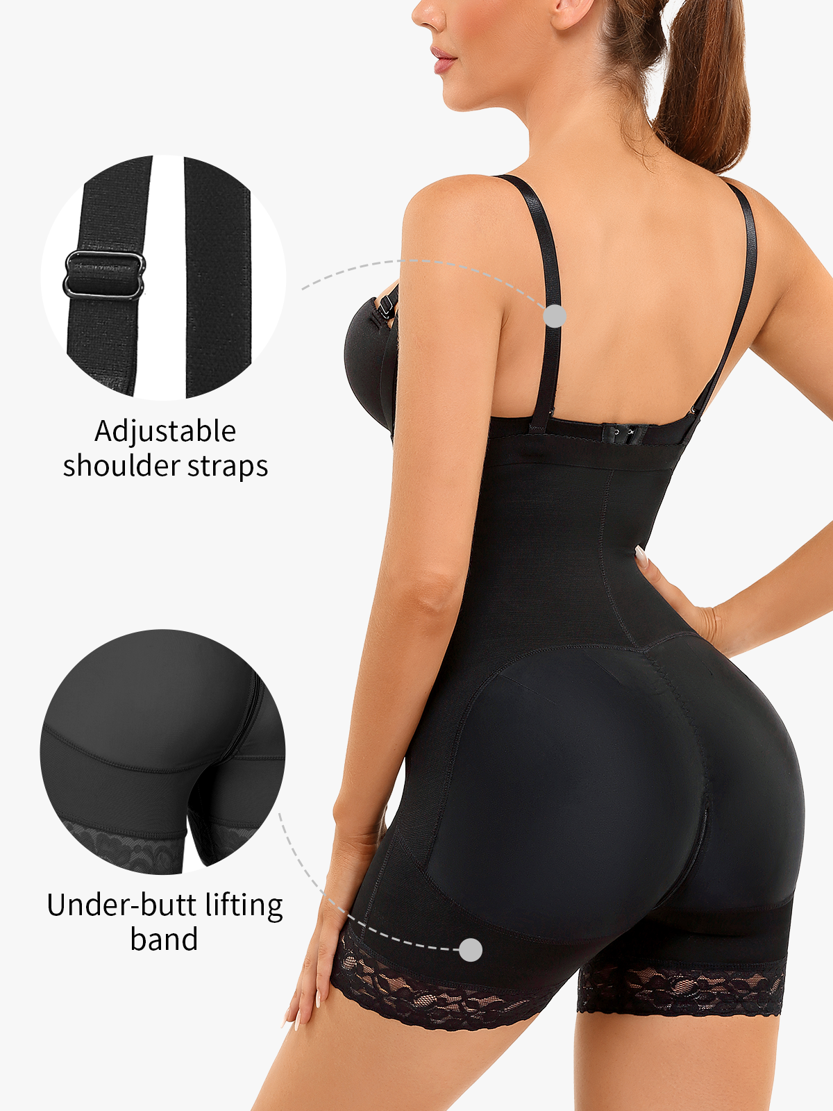 Tummy Control Butt Lifting Crotch Opening Mid Thigh Bodysuit